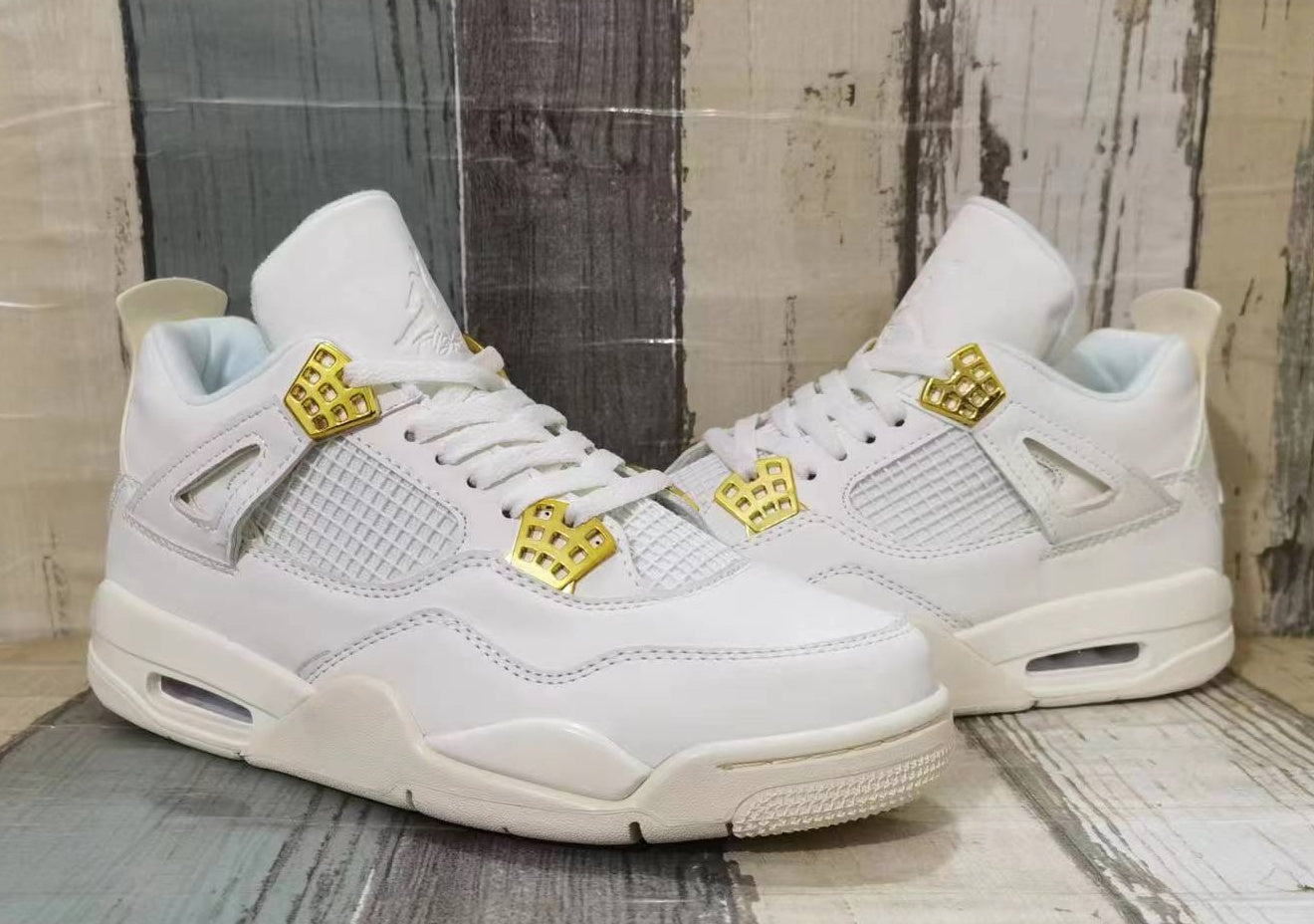 AIR JORDAN 4 RETRO - Zapatillas altas white & gold